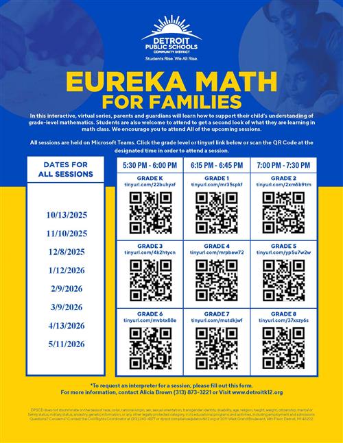 Eureka Math for Families Session Flyer